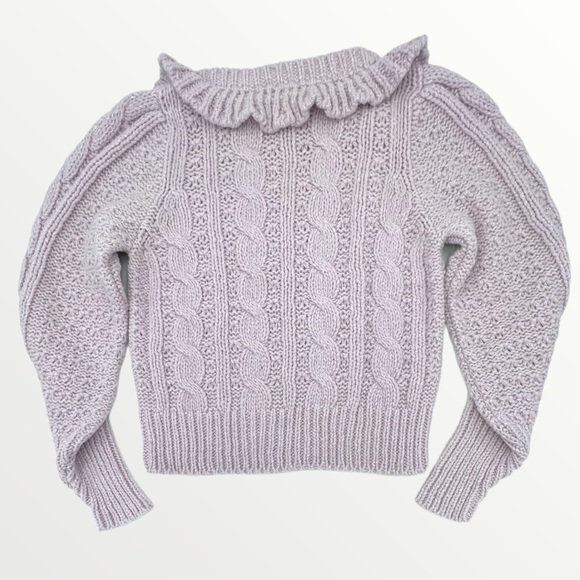 Loveshackfancy‎ Christina Alpaca Ruffle Collar Sweater Sz S - Picture 4 of 7